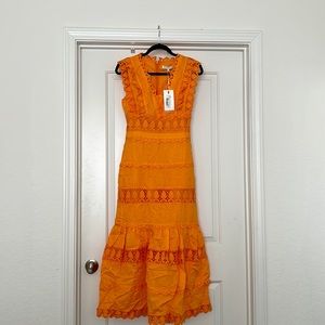 NWT Orange Eyelet MIDI Dress